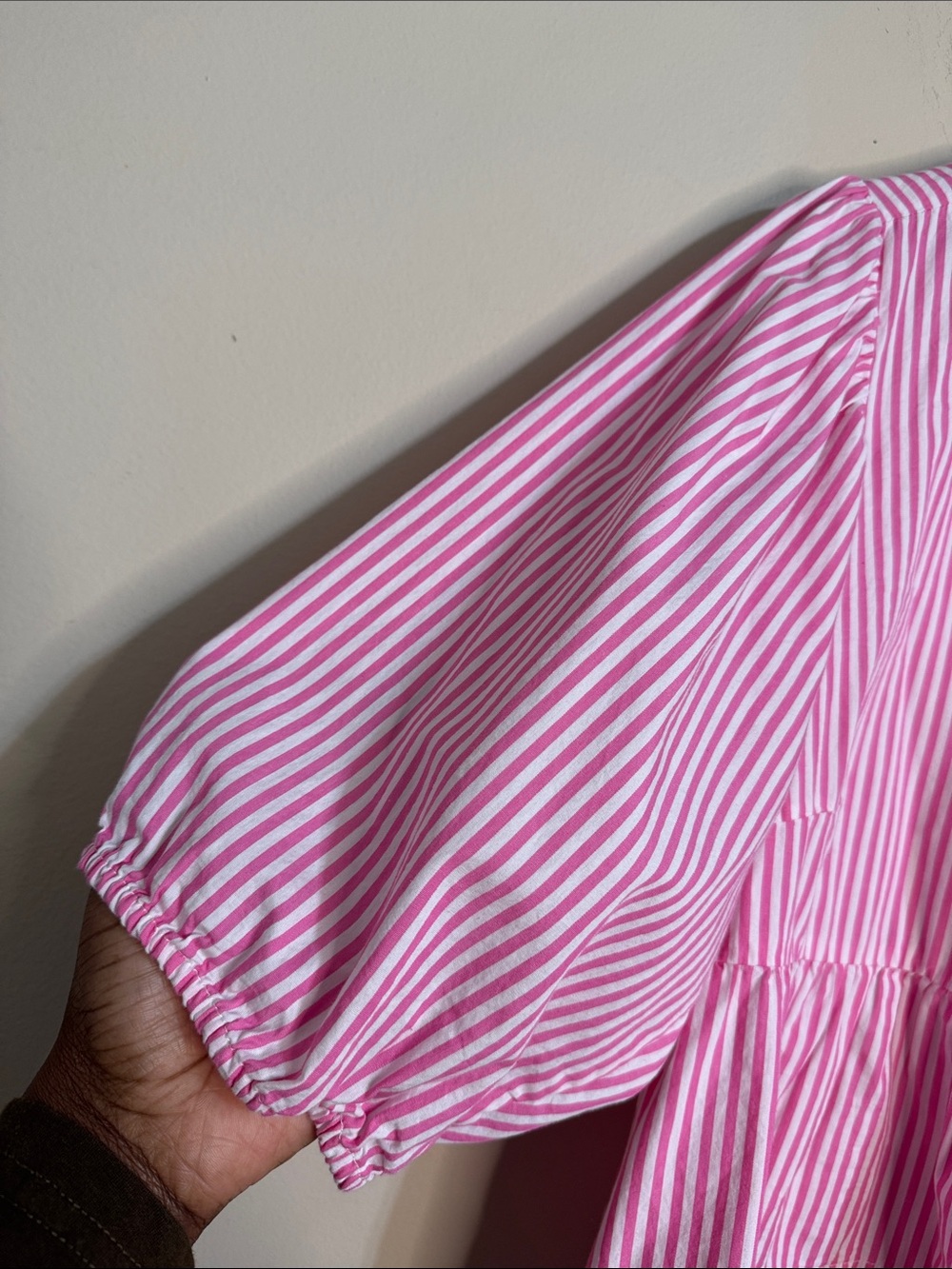 Women's Striped Peplum Bow-Front Top Pink White size L Coquette Feminine Whimsy - Picture 5 of 11